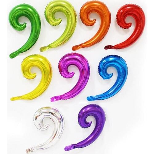 5pcs Rainbow Candy Color Spiral Wave Curve Balloon Birthday Wedding Party Wall Decoration Shopping Mall Decoration Arrangement