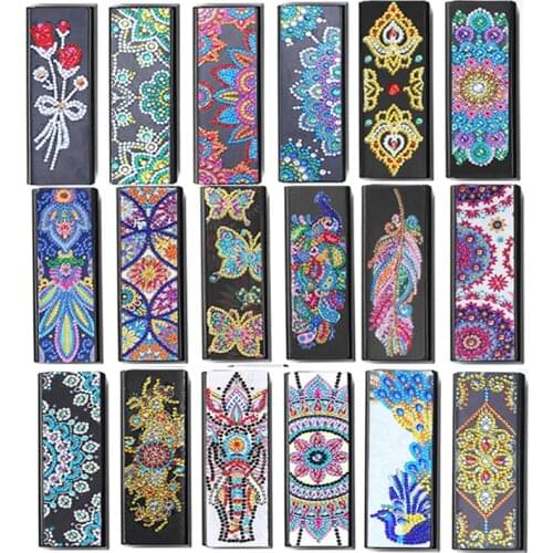 5D DIY Diamond Painting Eye Glasses Storage Box Travel Leather Sunglasses Case Special Shaped Rhinestone Storarage Box