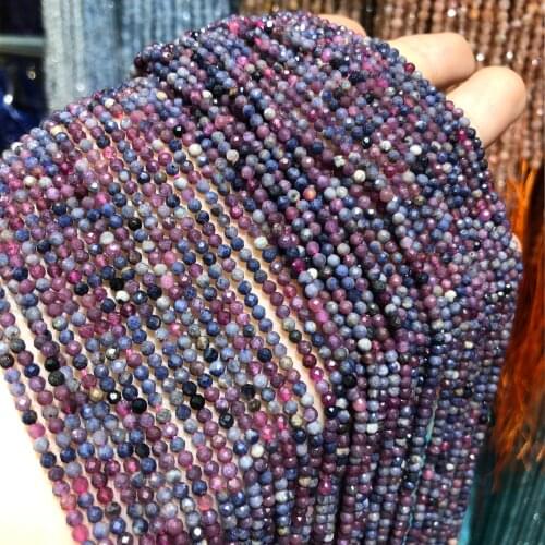 Natural Semi Precious Stone Beads Red And Blue Gemstones For Making Necklaces Bracelets And Earrings 2.5mm38cm