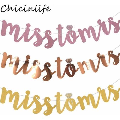 Chicinlife 1Set Miss To Mrs Banner With Diamond Ring Bachelorette Party Wedding Bunting Garland Bridal Shower Engagement Supplie