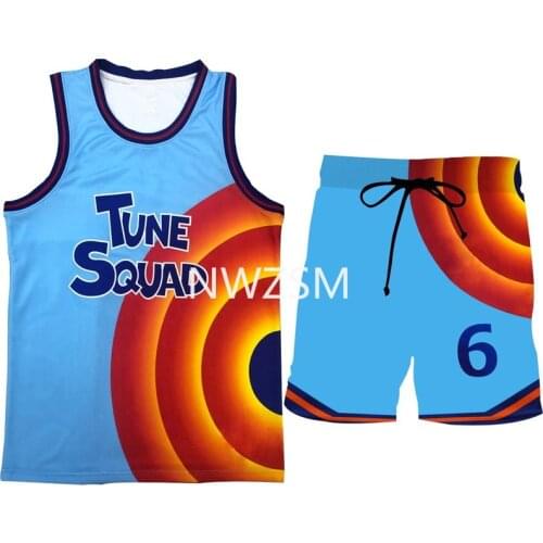 Costume Space Jam 2 6# Movie Tune Squad Basketball Jersey Set Sports Air Slam Dunk Sleeve Shirt Singlet Uniform