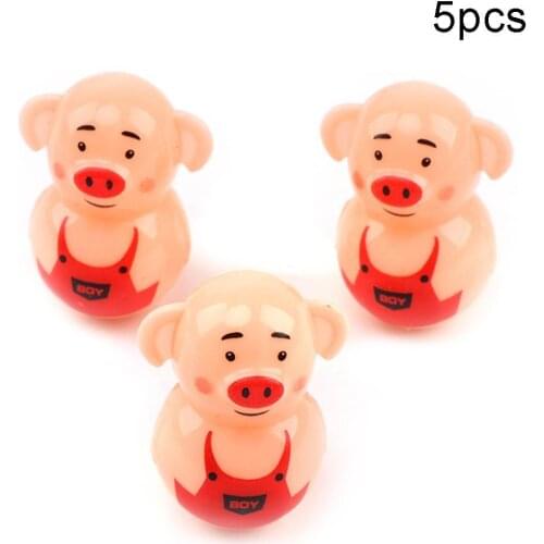 Mini 5Pcs Cartoon Pig Tumbler Doll Baby Toddler Educational Toy Birthday Gift Insterest Toys For Infant For Children