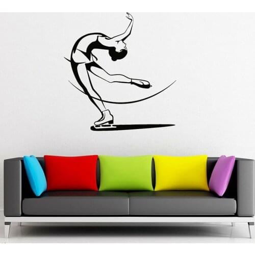 Skating Girl Wall Decal Figure Skate Ski Winter Extreme Sport Vinyl Window Stickers Ice Rink Girls Bedroom Interior Decor E558