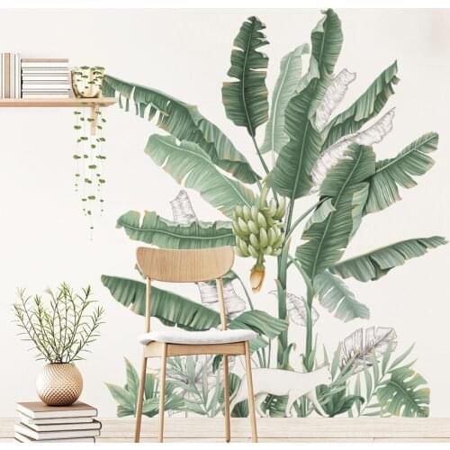 Nordic Tropical Plant Wall Stickers Banana Tree Wall Decals Living Room Bedroom Decoration Self Adhesive Wallpaper wallstickers
