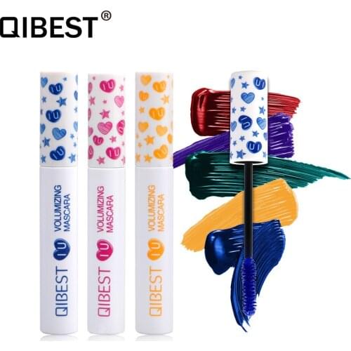 Factory Wholesale Qibest Color Mascara Japanese Cosplay Curling Mascara Long Not Blooming Makeup Cosmetic Gift for Women Hot