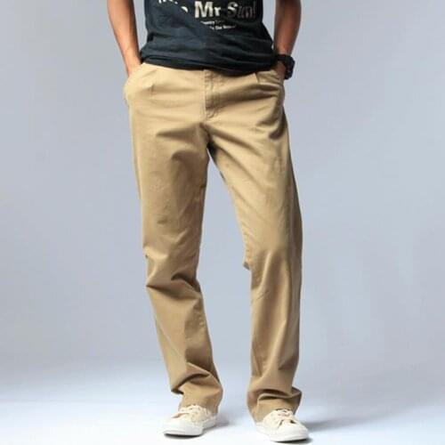 Autumn Casual Pants Fashion Mens Straight Loose Trousers Cotton Spring Mens Pants Men Male Bottoms Plus Size 42