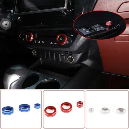 For Toyota Hilux 2017-20 Aluminum Alloy Car Rearview Mirror Adjustment Knob Cover And Volume Knob Cover Interior Accessories