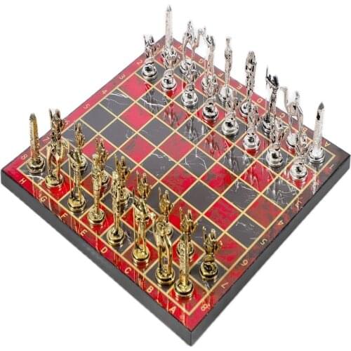 Luxury Metal Chess set Chrome Plated Egyptian Pyramid Army