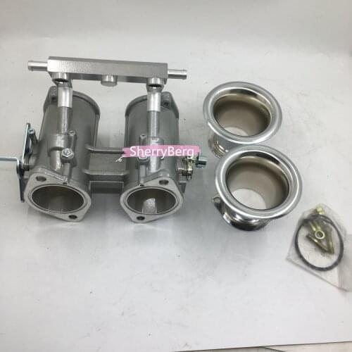 SherryBerg 50dcoe 50 dcoe 50mm DCOE Twin 50mm Throttle Bodies Body + air horns /stacks for Weber/Dellorto/Solex DCOE/DHLA carb