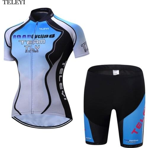 TELEYI Team Ropa Ciclismo Team Quick-Dry Sports Clothing Girls Short Sleeve Cycling Jersey Bib Shorts Set