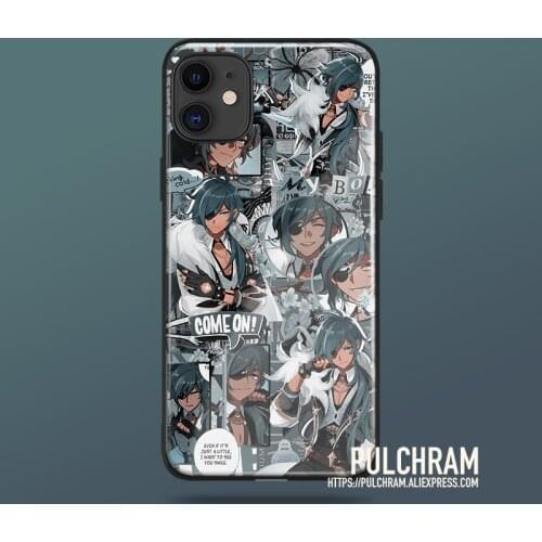 Genshin Impact Diluc Glass Soft Silicone Phone Case Cover Shell for IPhone SE 6s 7 8 Plus X XR XS 11 12 Mini Pro Max