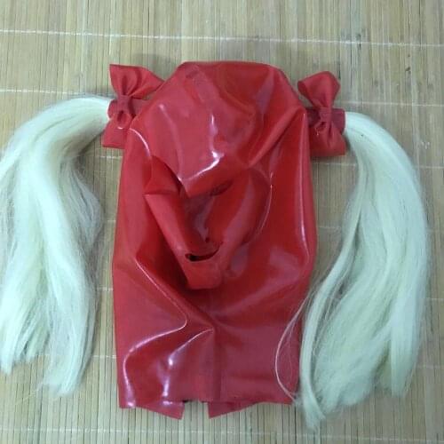 Unisex Latex bowknow Mask Bondage Mask with zip Rubber Hoods bdsm Halloween Accessories