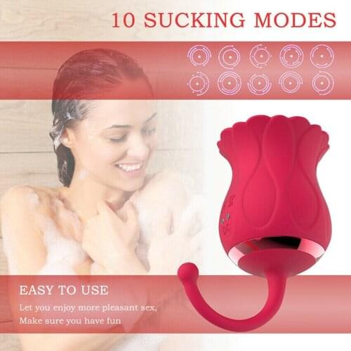 Sucking Rose Shape Vagina Vibrator Nipple Sucker Licking Clitoris Waterproof Stimulation Powerful Sex Toys for For Women