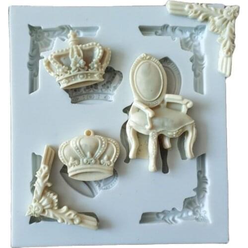 Crown Chair Fondant Cake Silicone Mold Cookie Ice Cream Molds Biscuits Candy Chocolate Mould Baking Cake Decoration Tools K737
