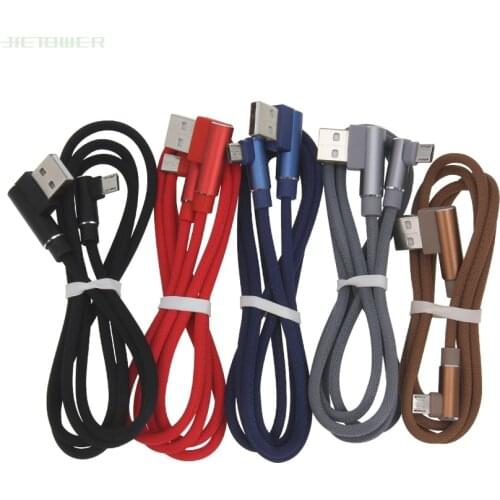 50pcs/lot 90 Degree L Shape Fabric Cable Micro USB 8Pin Charging Wire Cable for IPhone X XR Samsung S8 Nokia Xiaomi