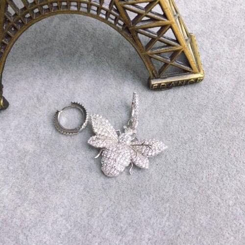 SLJELY Top Quality 925 Sterling Silver Asymmetric Wasp Earrings Zircon Bumble Bee Women Fine Jewelry January 2019 Collection