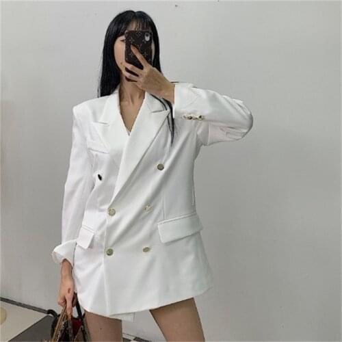 2021 Fashion Double breasted Business Workwear Dress Casual Women Coat Long Sleeve V-Neck Elegant Women Suit