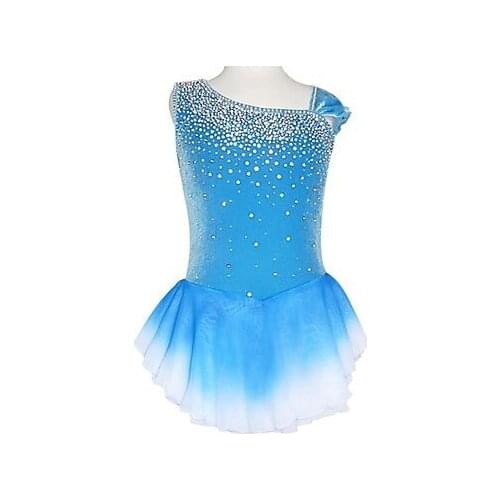 Female training skate dress free shipping female skate dress high qulity blue training skating dress customize