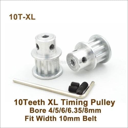 POWGE 10 Teeth XL Timing Pulley Bore 4-8mm Fit Width 10mm XL Timing Belt 10T 10Teeth XL Synchronous Belt Pulley 10-XL BF