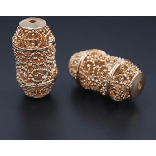 10pcs Hollow Long Tube Spacer Beads Beading Metal Connectors DIY Findings for Nigerian Men Women Wedding Jewelry Set Making