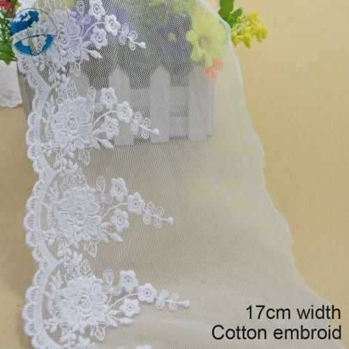 10yards 17cm width embroid sewing ribbon guipure lace trim or fabric diy craft supply wedding Accessories free shipping#2642