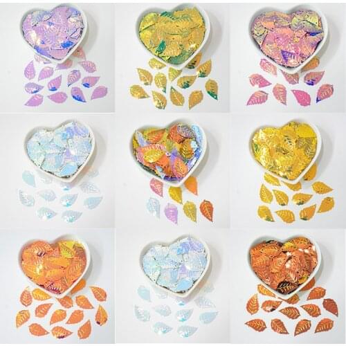 100pcs/Pack 13*24mm Laser Green Leaf Sequins PVC Paillettes Sewing Wedding Craft Women Kids DIY Garment Lentejuelas Accessory