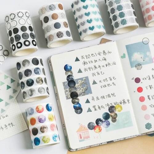 12mm Little Marker Stickers Tape Set Multi Pattern Dot Arrow Moon Color Note Masking Tapes for Planner Diary To Do List A6996