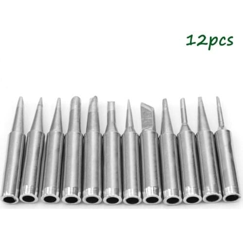 12pcs Lead-free Solder Soldering Iron Tips 900M-T for Model 936 Saike Atten Aoyue Kada Yihua 936 Soldering Rework Station Iron