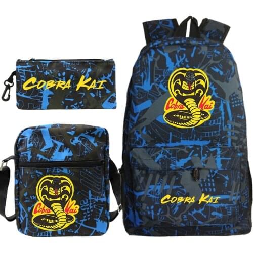 3 Pcs Set Cobra Kai Backpack Children School Bags Casual Bagpacks Prints Knapsack for Teenagers Girls Boys Travel Bagpacks
