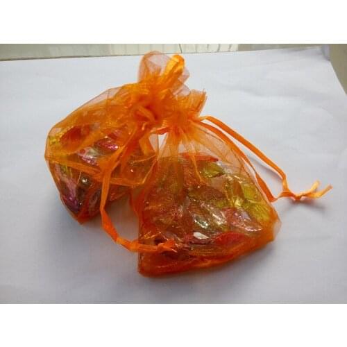 50pcs 15*20 Orange gift bags for jewelry/wedding/christmas/birthday Organza Bags with handles Packaging Yarn bag