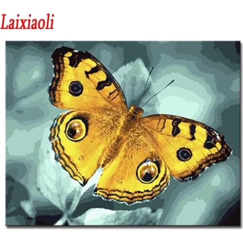 5D DIY Diamond painting Yellow Butterfly Abstract Full Square/ Round Diamond embroidery Cross stitch mosaic crystal Wall Paint