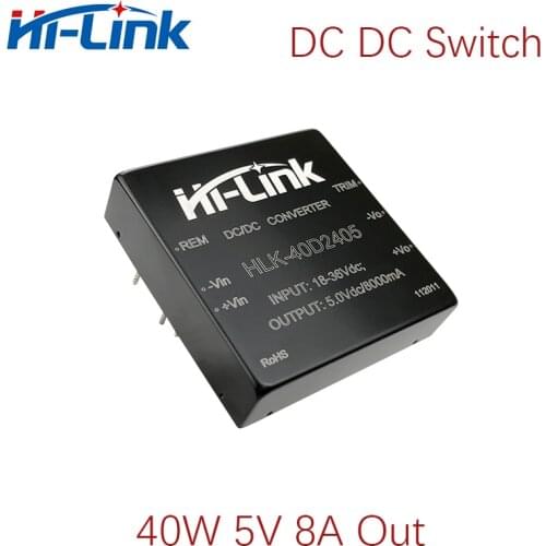 Free Ship 10pcs/lot 24V to 5V 8000mA 40W isolated dc dc converter module HLK-40D2405 dc smps power supply