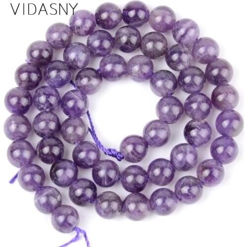 AA Purple Amethysts Crystals Beads Natural Stone Round Loose Spacer Beads For Jewelry Making Diy Bracelet Necklace 4mm-12mm 15