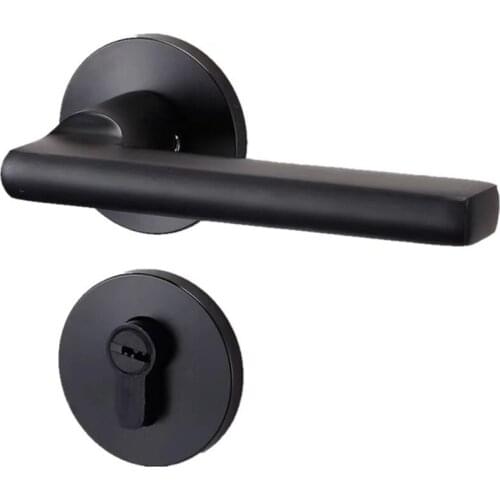 Black Space Aluminum Door Handle Interior / Bedroom Door Lock Split Silent Door Lock ,Door Hardware