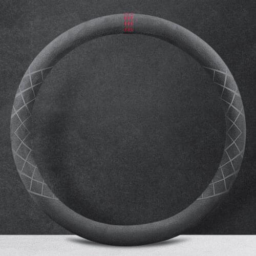 Black Suede Grid Cow Leather Car Steering Wheel Cover for Buick Encoway Envision Regal Lacrosse Excelle Encore 68