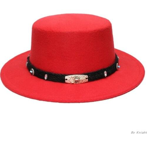 A187 Adult Wool Fedoras Hat Adults Children Wool Flat Roof Dome Top College Style Bowler Hat Fascinator Hats Felt Hats