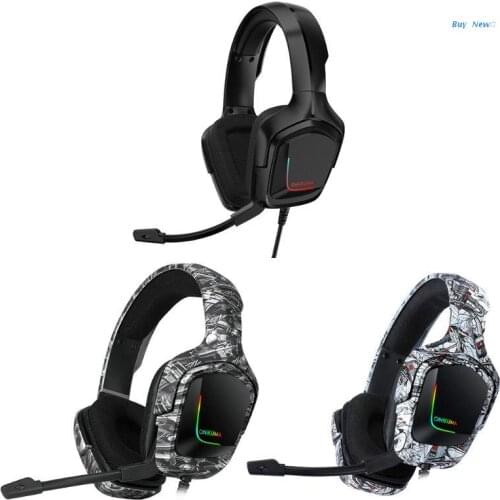 20CE K20 RGB Gaming Headset with Microphone LED Light Computer Gamer Earphone Realistic Stereo Sound Camo Headphone