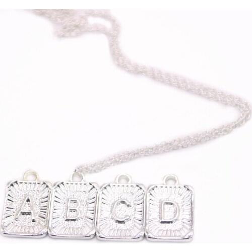 Classic ABCD Letters Nameplate Pendant Necklace Zinc Alloy Material Color Optional