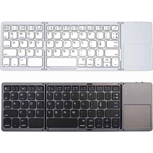 Mini Foldable Bluetooth Keyboard with Touchpad Pocket Size Portable Slim Keyboard Rechargable Battery for iOS Android Windows PC