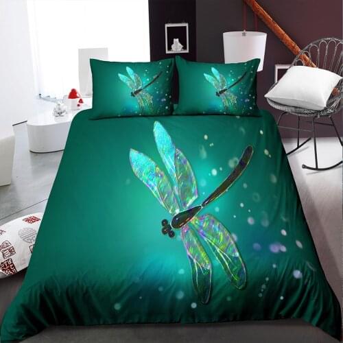 3D Dragonfly Print Duvet Cover Set Universe Printed Bedding Sets King Queen Twin Size 1 Duvet Cover with 1/2pc Pillow Case