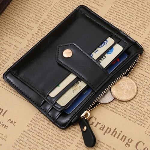 Black Red Color Men Women Wallet Money Clip Credit Card Money Holder Business Faux Leather Stylish Simple Fashionable Purse