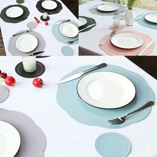Leather placemats waterproof oil-proof dinner mats heat IInsulation pads for wedding banquet table decoration Kichen Accessories
