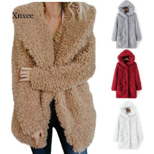 Teddy fox Hot Sales Womens Warm Coats Ladies Warm Artificial Wool Coat Jacket Lapel Winter Outerwear Wind-proof Streetwear