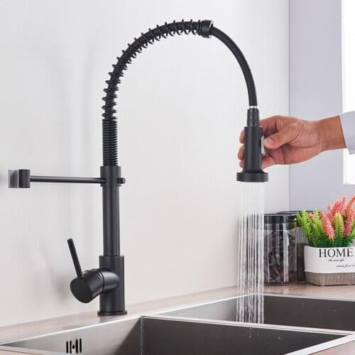 Matte Black Kitchen Faucet Deck Mounted Mixer Tap 360 Degree Rotation Stream Sprayer Nozzle Kitchen Sink Hot Cold Taps