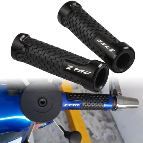 Motorcycle 22/24 mm CNC Aluminum Rubber Gel Handle Bar Hand Grips For KAWASAKI z 750 Z750R Z750L Z750S With Z750 Logo