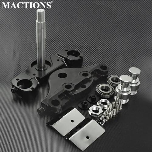 Motorcycle KO Raked 21'' 23'' Wheels Triple Trees Kits 11 Degree For Harley Touring 2014-2018 Road King Street Electra Glide