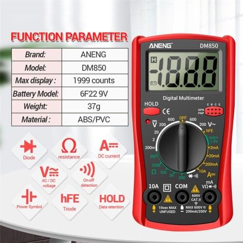 ANENG 2000 Counts Smart LCD Digital Multimeter Portable AC/DC Tester Ammeter Ohm Voltage Current Resistance Frequency Meter
