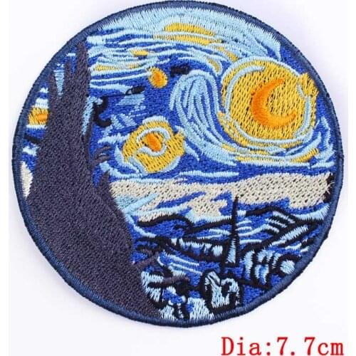 Embroidery Patch Van Gogh Embroidered Patches For Clothing Spirited Away Iron On Patches For Clothes Ironing Sticker On Clothes