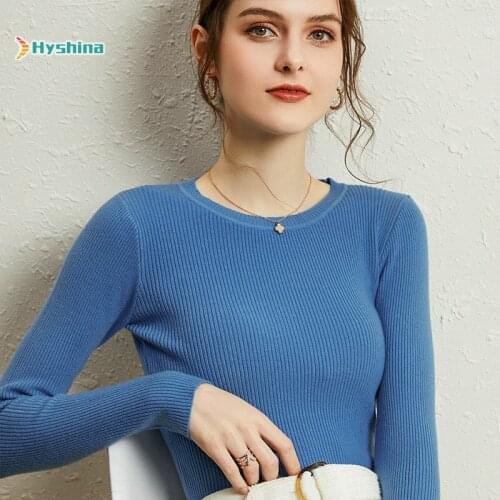 New style bottoming shirt womens round neck with sweater womens versatile fit solid color sweater long sleeve top