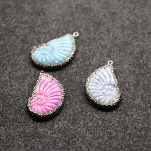 3pcs/lot CONCH Druzy Stone Slice Pendant Druzy Quartz Charms Geode Gems Stones Nugget Bracelet Connector Charm Pendant Beads